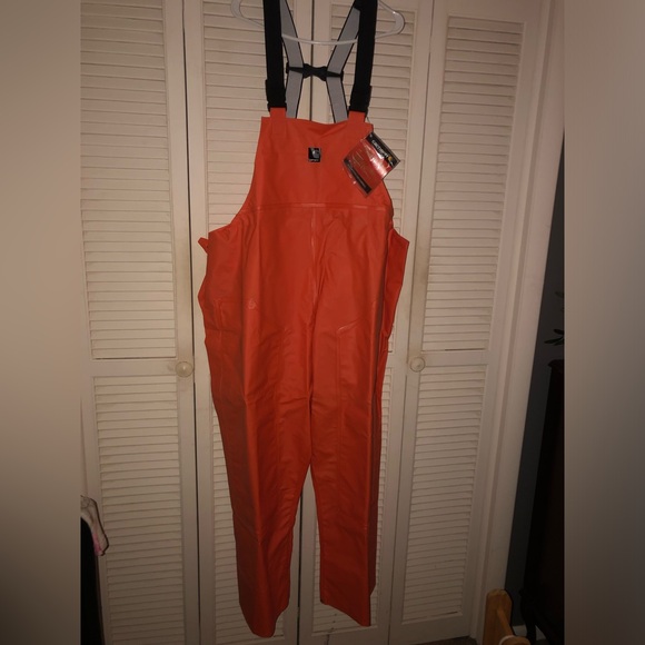 Carhartt Rain Gear: Orange PVC Rain Bib Overalls -Discontinued 3xl - Picture 3 of 9